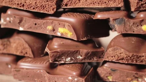 Crashed And Stacked Chocolate Bar Slider Shot Stock Footage 70565967