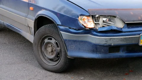 Crashed car with broken headlight Stock-Footage 89787505