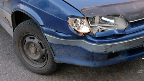 Crashed car with broken headlight Stock-Footage 89787621