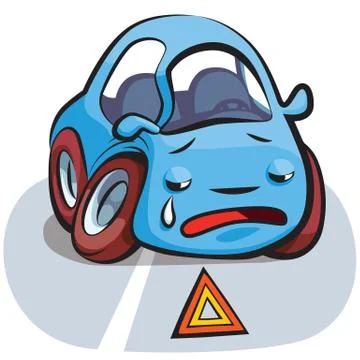 Crashed car cartoon vector 스톡 일러스트