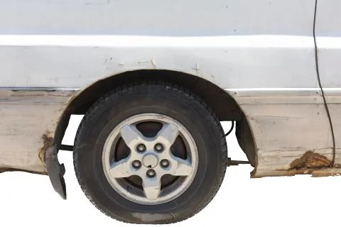 Crashed car front side isolated on white Stock Photos