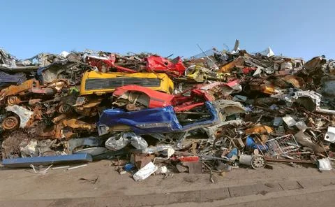 Crashed Car Pile Stock Photos