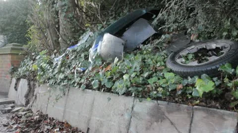 Crashed car wreckage Video stock 10595200