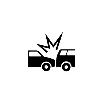 Crashed Cars Flat Vector Icon Stock Illustration