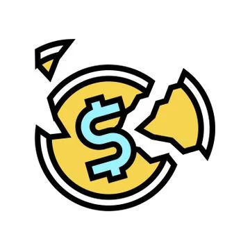 Crashed coin color icon vector illustration Illustrazione stock