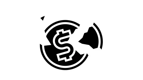 Crashed coin glyph icon animation Stock Footage 157274055
