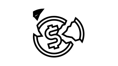 Crashed coin line icon animation Stock Footage 157273108