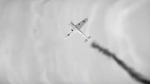 A crashed german plane and the second world war. Realistic animation. Video stock 170770901