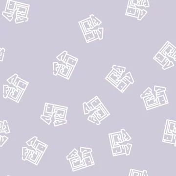 Crashed house line vector seamless pattern Ilustração Stock