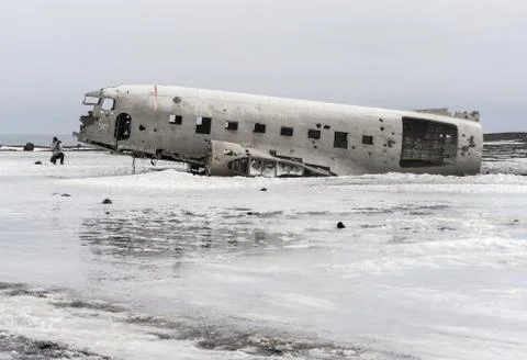 Crashed Navy DC-3 in Iceland Foto stock