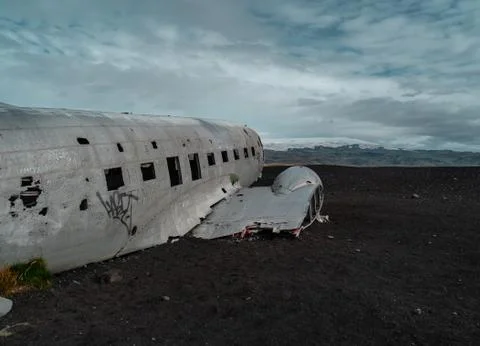 Crashed plane Iceland Stock Photos