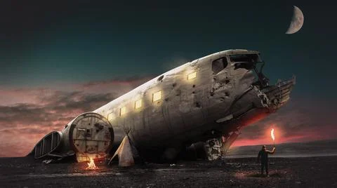 Crashed plane Stock Illustration