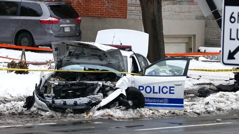 Crashed police car Stock Footage 101990266