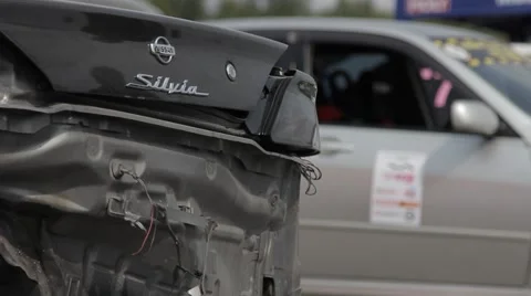 Crashed race car Stock Footage 40765029