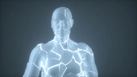 Crashed Robot With Distorted Artificial Intelligence Walking Towards to Camera Stock-Footage 145837290