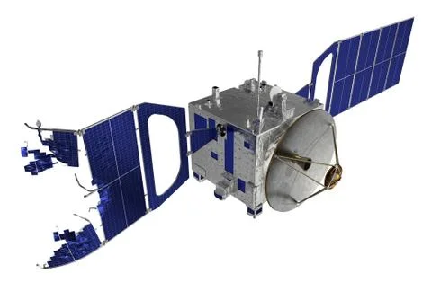 Crashed Satellite On White Background Stock Photos