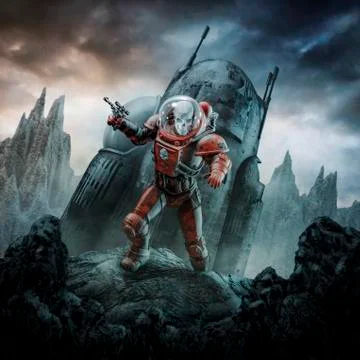 Crashed skeleton astronaut Illustrazione stock