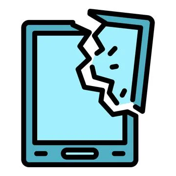 Crashed tablet icon color outline vector Illustrazione stock