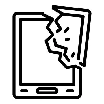 Crashed tablet icon, outline style Illustrazione stock