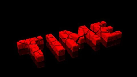 Crashed time, word broken into red pieces on black background Stock Illustration