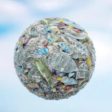 Crashed used plastic bottle little planet Stock Illustration