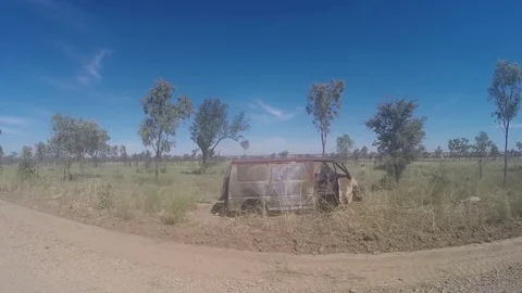 Crashed vehicle on Gibb River Road Stock Footage 71206505