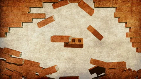 Crashing brick wall Stock Footage 652588