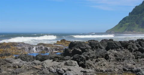 Crashing Oregon Waves Stock Footage 44277975