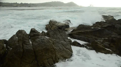 Crashing Rocks In Carmel Stock Footage 25846010