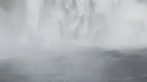 Crashing Slow motion Waterfall into pool Iceland glacial water rushing 4k hdr Stock Footage 279348997