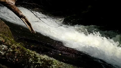 Crashing Waterfall - Flowing down wet rock - Slow Motion Stock Footage 244362076