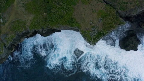 Crashing waves. Aerial shot of waves from directly above. Stock Footage 102785853