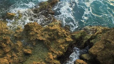 Crashing Waves in a Blue ocean Stock Footage 34804540