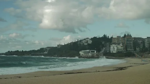 Crashing waves at closed Coogee beach inn Sydney slow motion 4K Video stock 274508643