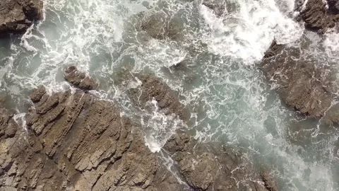 Crashing Waves over Rocks at Whitireia Park New Zealand Stock Footage