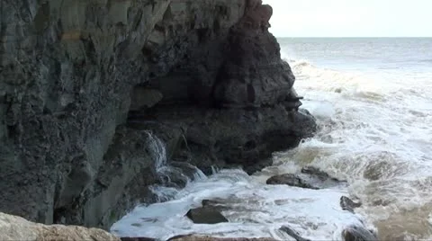Crashing waves on rocks Stock Footage 10978291