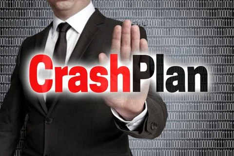 Crashplan mit matrix wird von Geschäftsmann gezeigt crashplan mit matrix w.. Stock Photos