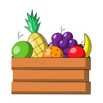 Crate box with fruit. Draw illustration in color Illustrazione stock