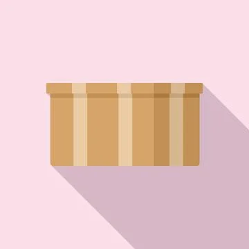 Crate box icon flat . Delivery cardboard 库存插图
