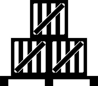 Crate Box on Pallet Silhouette. Black and White Icon Design Elements on Iso.. Stock-Illustration