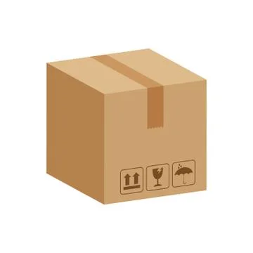Crate boxes 3d, cardboard box brown, flat style cardboard parcel boxes, packa Stock Illustration