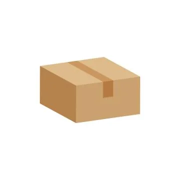 Crate boxes 3d, cardboard box brown, flat style cardboard parcel boxes, packa Stock Illustration