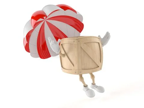 Crate character with parachute 스톡 일러스트
