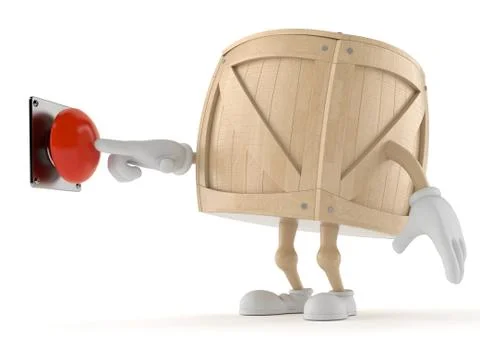 Crate character with push button Stock Illustration