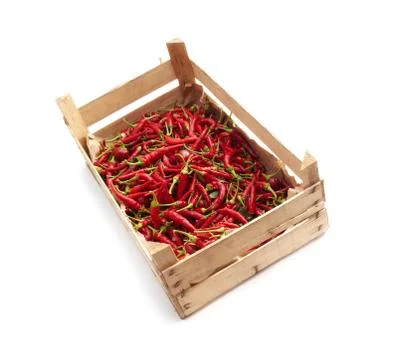 Crate of chili Stock Photos