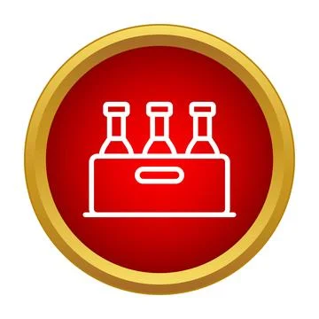 Crate holding three beverage bottles icon design Stock Illustration