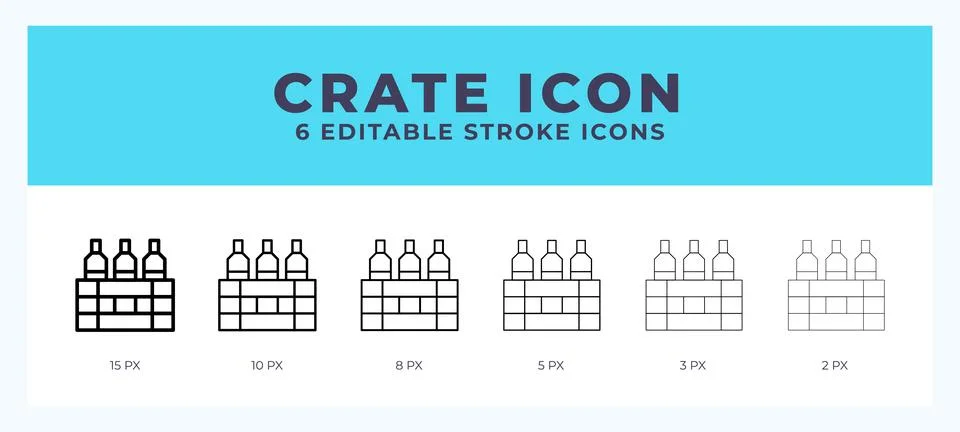Crate icon with different stroke. Vector illustration. Illustrazione stock