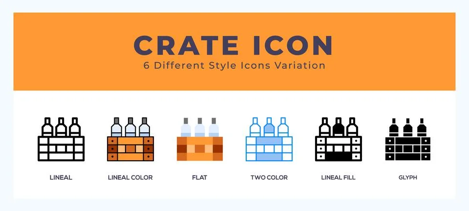Crate icon set with different styles. Icons designed in filled. outline. fl.. イラスト素材