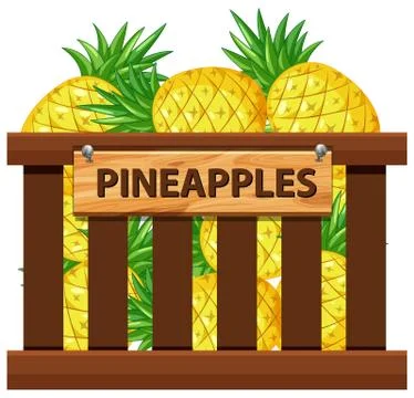 A crate of pineapple Stock Illustration