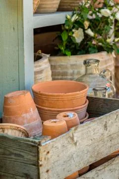 Crate of pots 스톡 사진